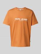 Pepe Jeans T-Shirt mit Label-Print in Orange, Größe L