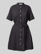 MSCH Copenhagen Knielanges Leinenkleid mit Stehkragen Modell 'Pennie G...