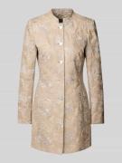 WHITE LABEL Taillierter Longblazer aus reinem Leinen in Sand, Größe 36