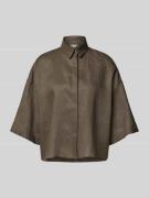 MM Relaxed Fit Leinenbluse mit Hemdblusenkragen Modell 'MIRANO' in Oli...