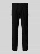 Lindbergh Tapered Fit Leinenhose mit elastischem Bund in Black, Größe ...