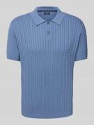 Christian Berg Men Poloshirt mit gerippten Abschlüssen in Jeansblau, G...