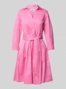 0039 Italy Knielanges Hemdblusenkleid mit Bindegürtel Modell 'JULE' in...