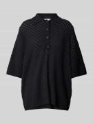 Jake*s Collection Strickshirt mit Polokragen in Black, Größe 44