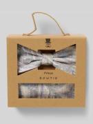Prince Bowtie Fliege und Einstecktuch im Set in Silber, Größe 1