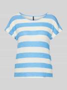 Vero Moda Loose Fit T-Shirt aus Viskose-Mix Modell 'WIDE STRIPE' in Bl...