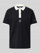 CHAMPION Poloshirt mit Label-Stitching in Black, Größe L