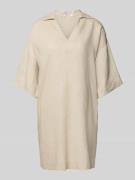 Christian Berg Woman Knielanges Leinenkleid mit V-Ausschnitt in Beige,...