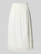 YAS Midirock mit Lochstickerei Modell 'LUMA' in Weiss, Größe 38