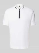BOSS Green Poloshirt mit kurzem Reißverschluss in Weiss, Größe L