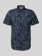 s.Oliver RED LABEL Slim Fit Kurzarmhemd aus Baumwoll-Mix in Dunkelblau...