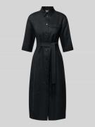 MM Leinenkleid mit Brusttasche Modell 'SALUTE' in Black, Größe 36