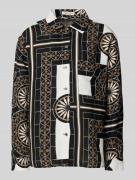 Marc O'Polo Regular Fit Leinenbluse mit Allover-Muster in Black, Größe...