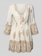 Apricot Minikleid mit Effektgarn in Offwhite, Größe S