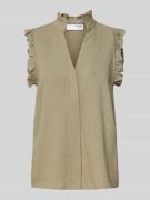 Selected Femme Blusentop aus Viskose-Leinen-Mix Modell 'VIVA' in Oliv,...