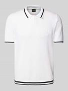 BOSS Green Poloshirt mit gerippten Abschlüssen in Weiss, Größe L