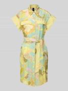 Marc Cain Knielanges Hemdblusenkleid aus Leinen-Mix mit Bindegürtel in...