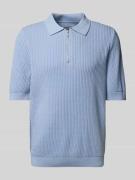JAKE*S STUDIO MEN Regular Fit Poloshirt mit Zopfmuster in Eisblau, Grö...