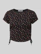 Review Cropped T-Shirt mit Raffungen in Black, Größe L