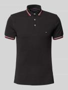 Tommy Hilfiger Slim Fit Poloshirt mit Logo-Stitching in Black, Größe L