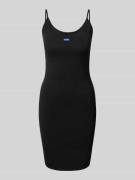 Hugo Blue Minikleid mit Label-Badge Modell 'Narya' in Black, Größe M