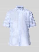 Jake*s Casual Fit Freizeithemd aus Leinen-Baumwoll-Mix in Bleu, Größe ...