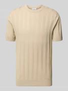 Lindbergh T-Shirt mit Strukturmuster in Sand, Größe L