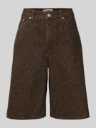 Review Leo-Print Baggy Jeans Shorts - Jorts in Dunkelbraun, Größe L
