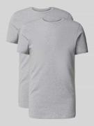 Bread & Boxers T-Shirt mit geripptem Rundhalsausschnitt in Hellgrau Me...