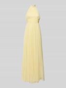 LACE & BEADS Neckholder-Cocktailkleid mit Taillenband in Hellgelb, Grö...