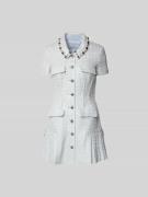 Self-Portrait Knielanges Kleid mit Hemdblusenkragen in Hellblau, Größe...