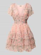 LACE & BEADS Cocktailkleid im Stufen-Look in Orange, Größe M