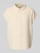 ICHI Regular Fit Bluse aus Leinen-Viskose-Mix mit Knopfleiste in Beige...