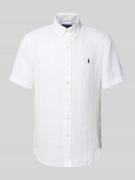 Polo Ralph Lauren Custom Fit Leinenhemd mit Button-Down-Kragen in Beig...