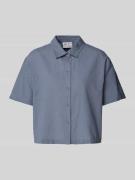 JAKE*S STUDIO WOMAN Cropped Bluse mit Kentkragen in Jeansblau, Größe 4...