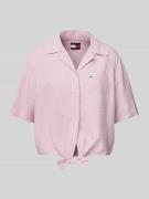 Tommy Jeans Relaxed Fit Hemdbluse aus Baumwoll-Leinen-Mix in Hellrosa,...