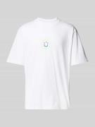 Hugo Blue T-Shirt mit Label-Print Modell 'Napoka' in Weiss, Größe XL