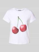 Review T-Shirt mit Label-Print in Weiss, Größe M