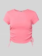 Review Cropped T-Shirt mit Raffungen in Pink, Größe L