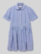 Tommy Hilfiger Teens Knielanges Hemdblusenkleid aus Baumwoll-Mix mit L...