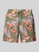 Tommy Hilfiger Badeshorts mit Allover-Muster in Oliv, Größe L