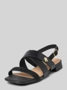 Tommy Hilfiger Ledersandale mit TH-Monogramm in Black, Größe 36