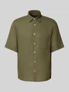 Marc O'Polo Regular Fit Leinenhemd mit kurzem Arm in Oliv, Größe L
