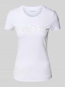 Guess T-Shirt mit Label-Detail in Weiss, Größe L