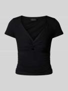 Guess T-Shirt mit Raffungen Modell 'CHARLOTTE' in BLACK, Größe S