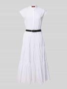 Max Mara Studio Maxikleid mit Stehkragen Modell 'BAIRO' in Weiss, Größ...
