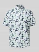 Jake*s Slim Fit Kurzarmhemd mit Kentkragen in Sand, Größe XL