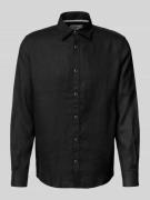 s.Oliver RED LABEL Regular Fit Leinenhemd mit Sportmanschetten in Blac...