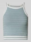 Review Crop Stricktop mit Rundhalsausschnitt in Bleu, Größe L