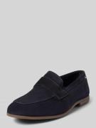 bugatti Loafer aus Leder mit Label-Detail Modell 'Tryst' in Marine, Gr...